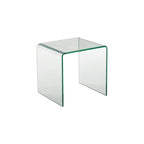 Table d'appoint ronde en verre trempé à bords arrondis de 21" (18" x 18" x 21")
