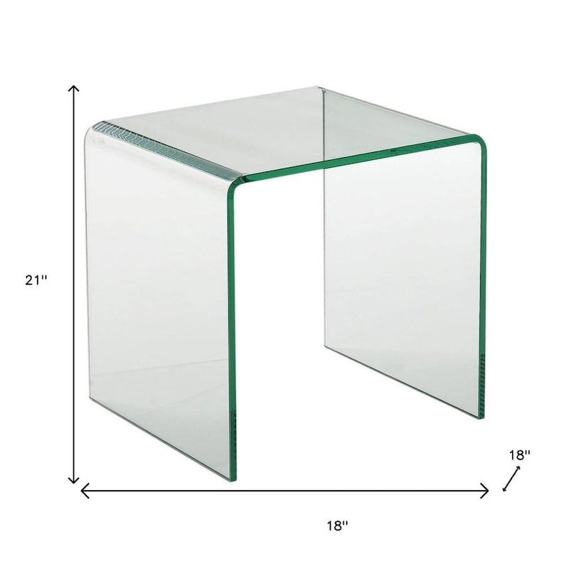 Table d'appoint ronde en verre trempé à bords arrondis de 21" (18" x 18" x 21")