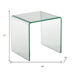 Table d'appoint ronde en verre trempé à bords arrondis de 21" (18" x 18" x 21")