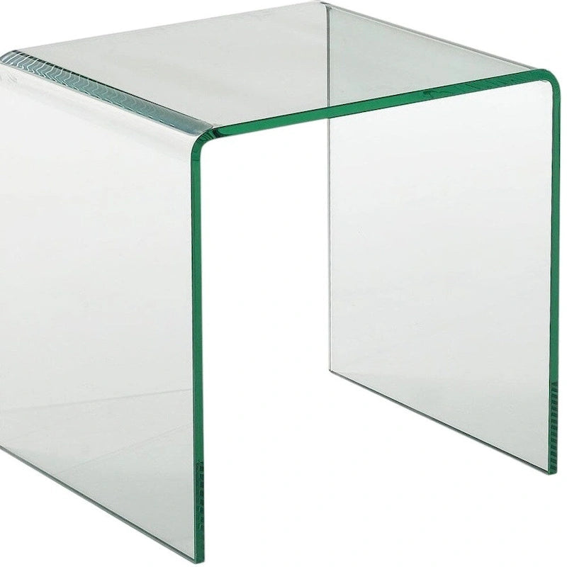 Table d'appoint ronde en verre trempé à bords arrondis de 21" (18" x 18" x 21")