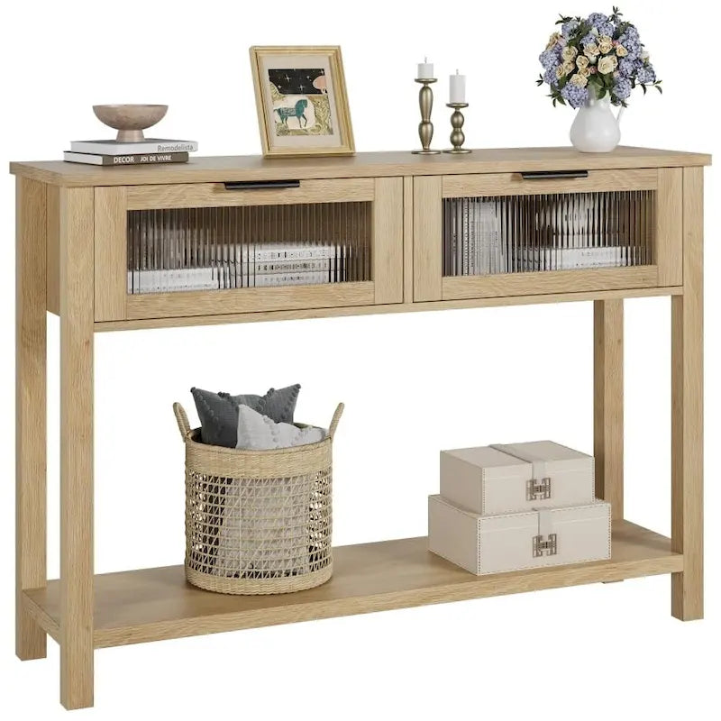 Console avec 2 tiroirs et étagère de rangement