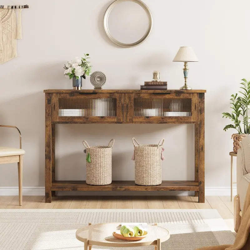 Console avec 2 tiroirs et étagère de rangement