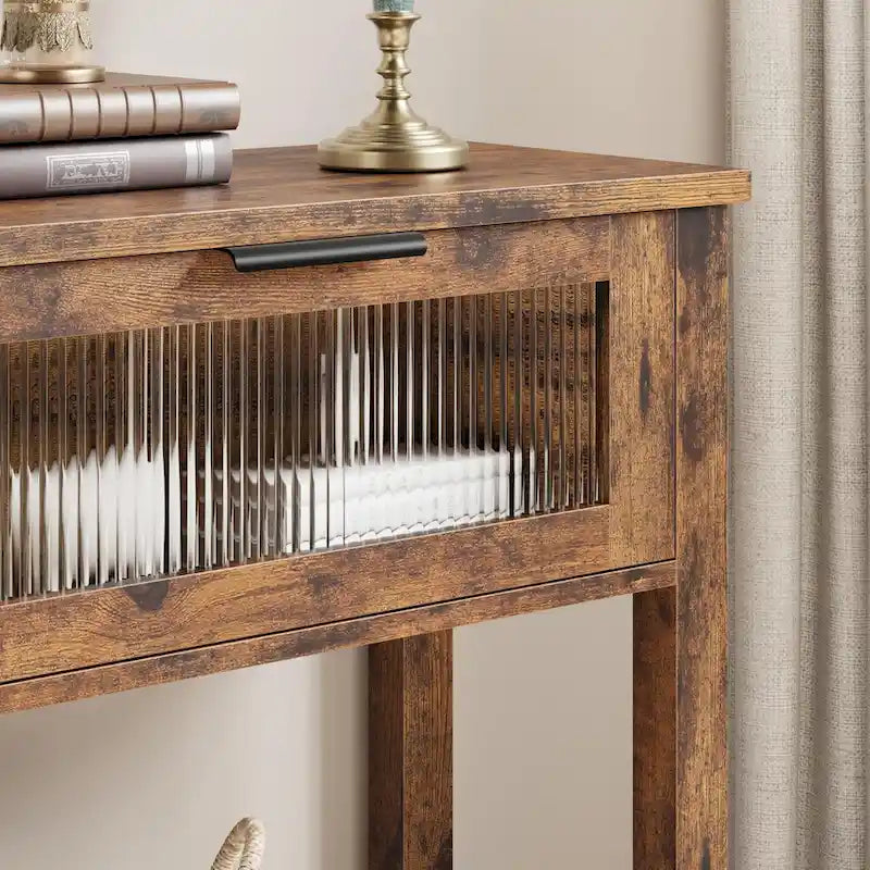 Console avec 2 tiroirs et étagère de rangement
