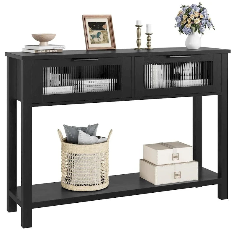 Console avec 2 tiroirs et étagère de rangement