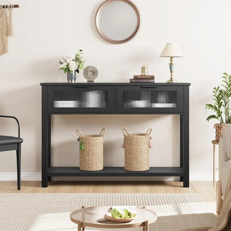 Console avec 2 tiroirs et étagère de rangement