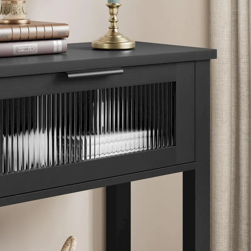 Console avec 2 tiroirs et étagère de rangement