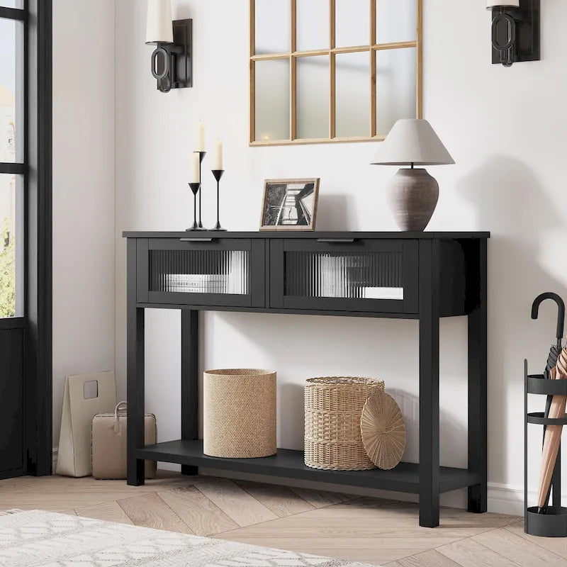 Console avec 2 tiroirs et étagère de rangement