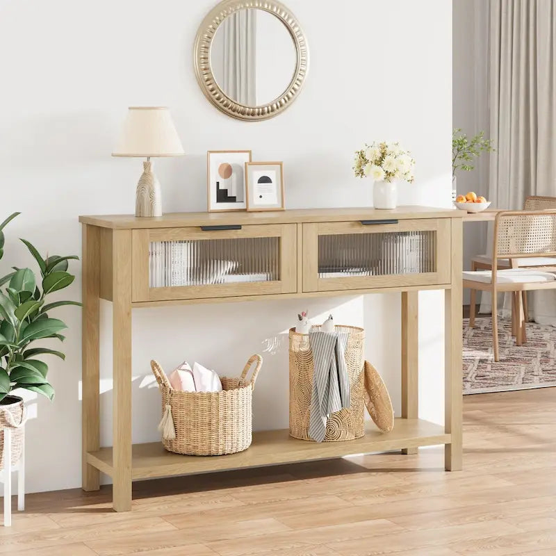 Console avec 2 tiroirs et étagère de rangement