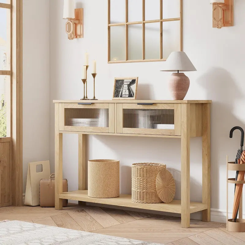 Console avec 2 tiroirs et étagère de rangement