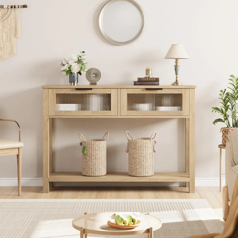 Console avec 2 tiroirs et étagère de rangement