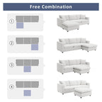 Canapé d'angle convertible en L avec pouf