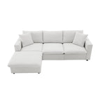 Canapé d'angle convertible en L avec pouf