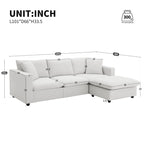 Canapé d'angle convertible en L avec pouf