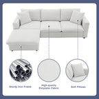 Canapé d'angle convertible en L avec pouf