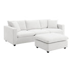 Canapé d'angle convertible en L avec pouf