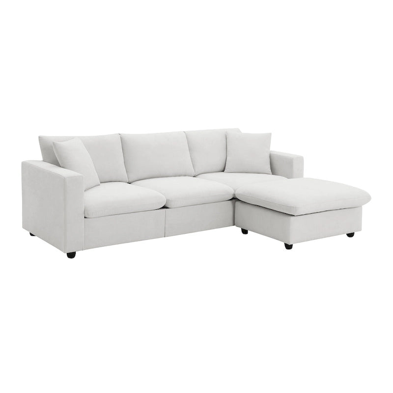 Canapé d'angle convertible en L avec pouf