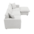 Canapé d'angle convertible en L avec pouf