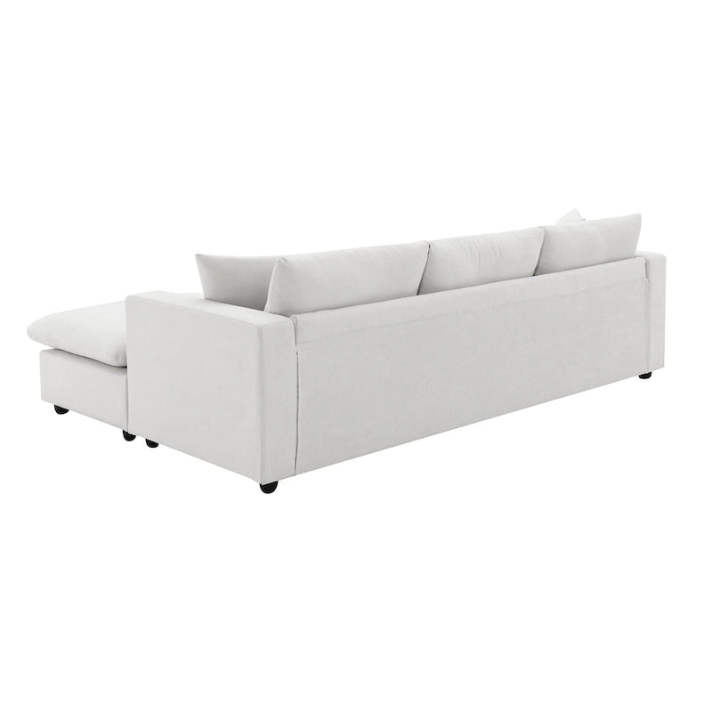 Canapé d'angle convertible en L avec pouf