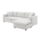 Canapé d'angle convertible en L avec pouf