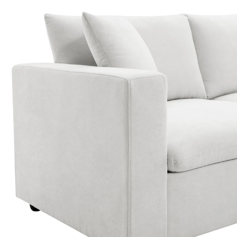 Canapé d'angle convertible en L avec pouf