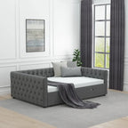 Lit de repos en velours pleine grandeur avec lit gigogne – Gris