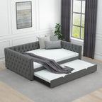 Lit de repos en velours pleine grandeur avec lit gigogne – Gris
