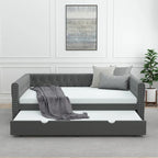 Lit de repos en velours pleine grandeur avec lit gigogne – Gris