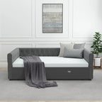 Lit de repos en velours pleine grandeur avec lit gigogne – Gris