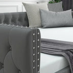 Lit de repos en velours pleine grandeur avec lit gigogne – Gris