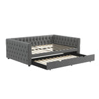Lit de repos en velours pleine grandeur avec lit gigogne – Gris