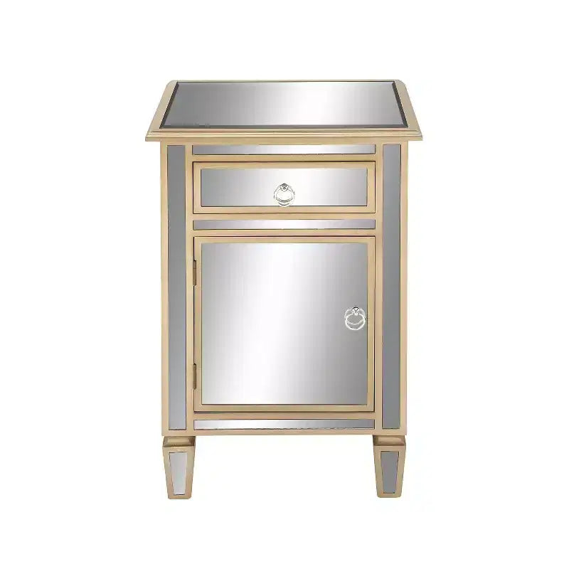 Olivia & May Petit Meuble Miroir en Verre Glamour Beige : Style Luxe, Aucun Assemblage Requis, Cadre en MDF