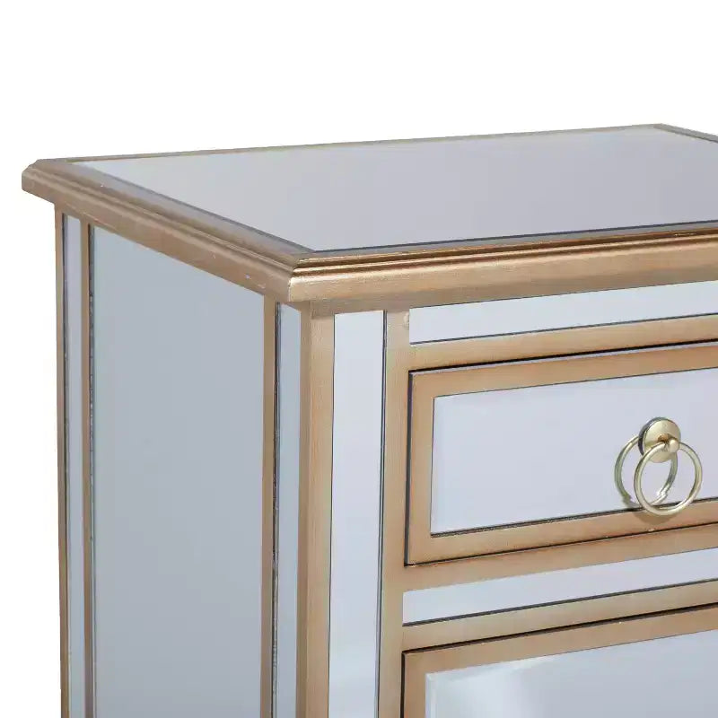 Olivia & May Petit Meuble Miroir en Verre Glamour Beige : Style Luxe, Aucun Assemblage Requis, Cadre en MDF