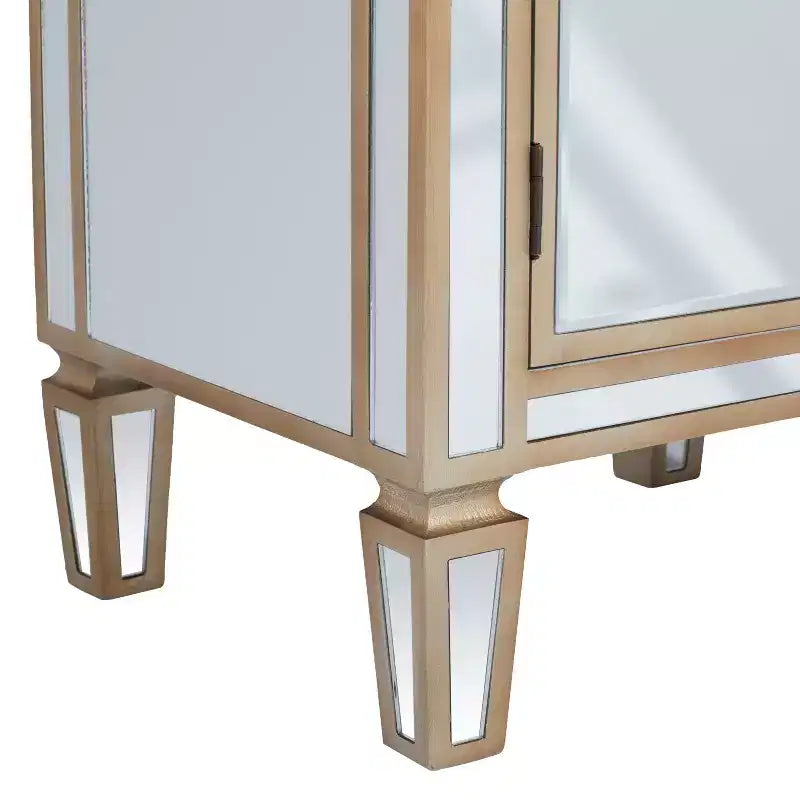 Olivia & May Petit Meuble Miroir en Verre Glamour Beige : Style Luxe, Aucun Assemblage Requis, Cadre en MDF