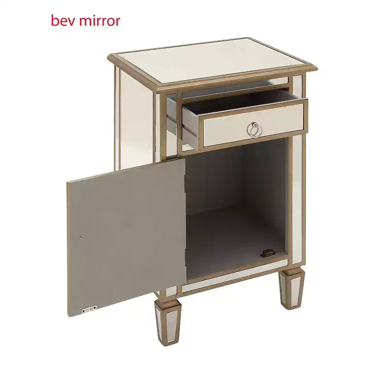 Olivia & May Petit Meuble Miroir en Verre Glamour Beige : Style Luxe, Aucun Assemblage Requis, Cadre en MDF