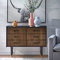 angelo:HOME Randy Mid Century Modern Decorative Buffet Cabinet Black/Walnut