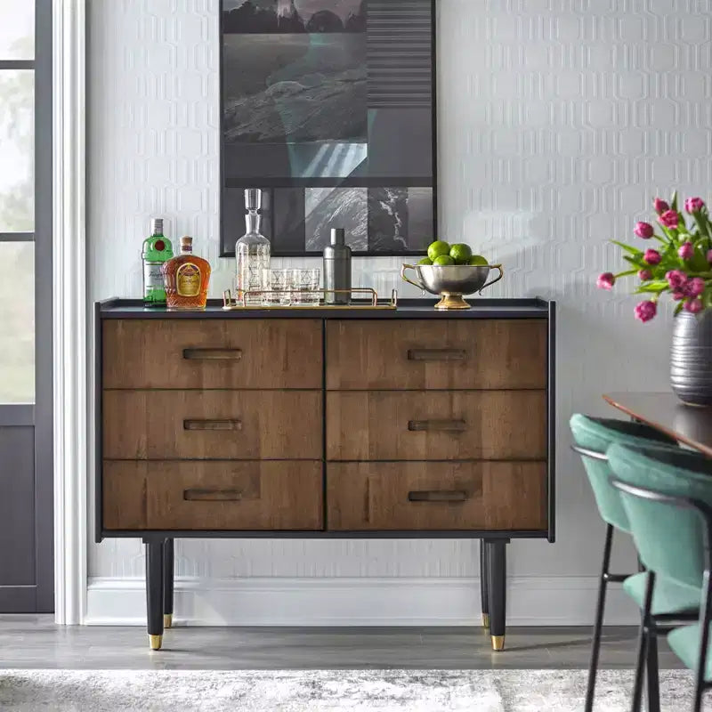 angelo:HOME Randy Buffet décoratif moderne Mid-Century Noir/Noyer