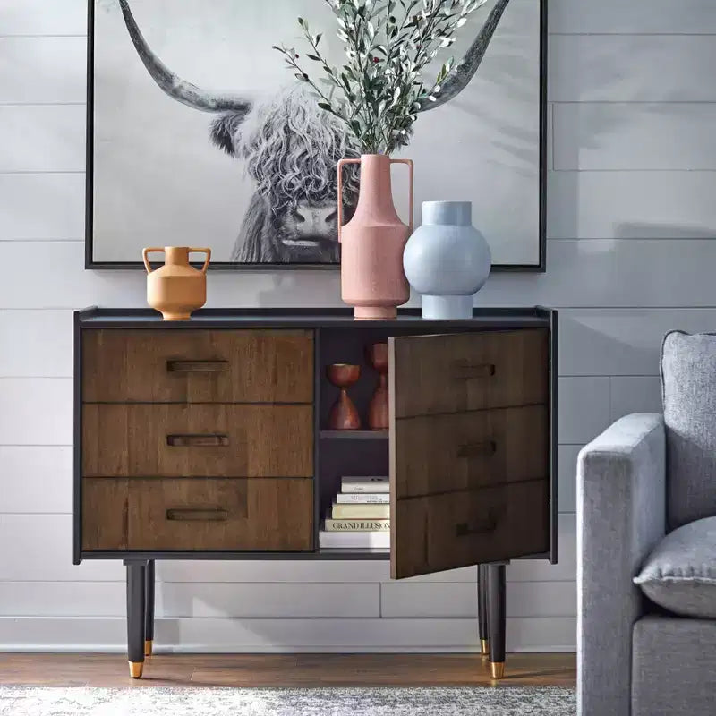 angelo:HOME Randy Buffet décoratif moderne Mid-Century Noir/Noyer