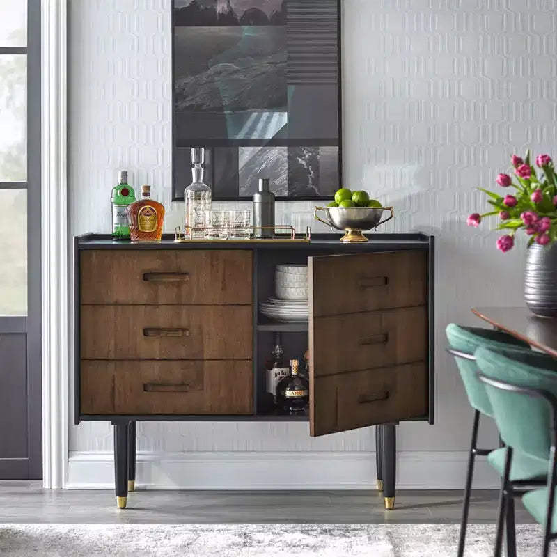 angelo:HOME Randy Buffet décoratif moderne Mid-Century Noir/Noyer