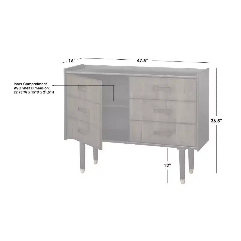 angelo:HOME Randy Buffet décoratif moderne Mid-Century Noir/Noyer