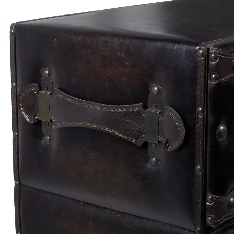 Commode traditionnelle en similicuir noir à 6 tiroirs - Olivia & May : Aucun assemblage requis, Rangement compartimenté