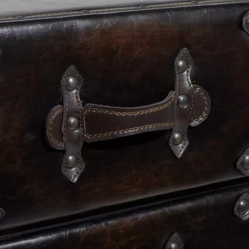 Commode traditionnelle en similicuir noir à 6 tiroirs - Olivia & May : Aucun assemblage requis, Rangement compartimenté