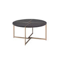 Bromia Coffee Table Black/Champagne - Acme Furniture: Round, Contemporary, Wood Composite Frame, Metal Hardware, Painted Finish