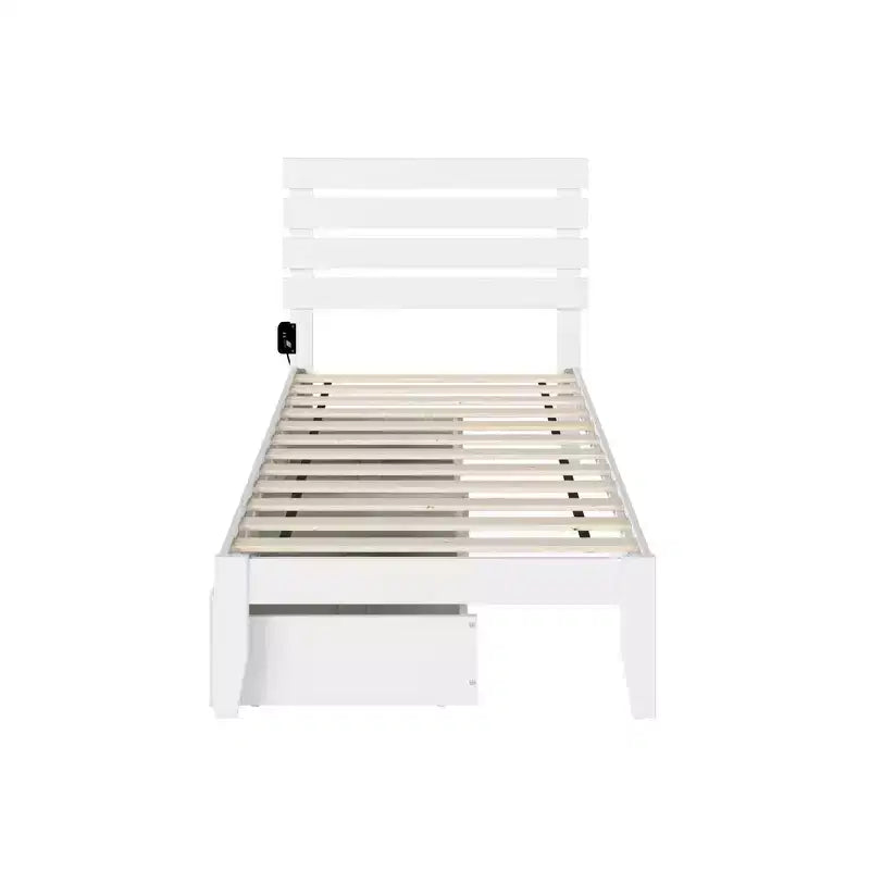 Lit double AFI Twin Oxford avec chargeur USB Turbo : 2 tiroirs sous le lit, sommier tapissier non requis