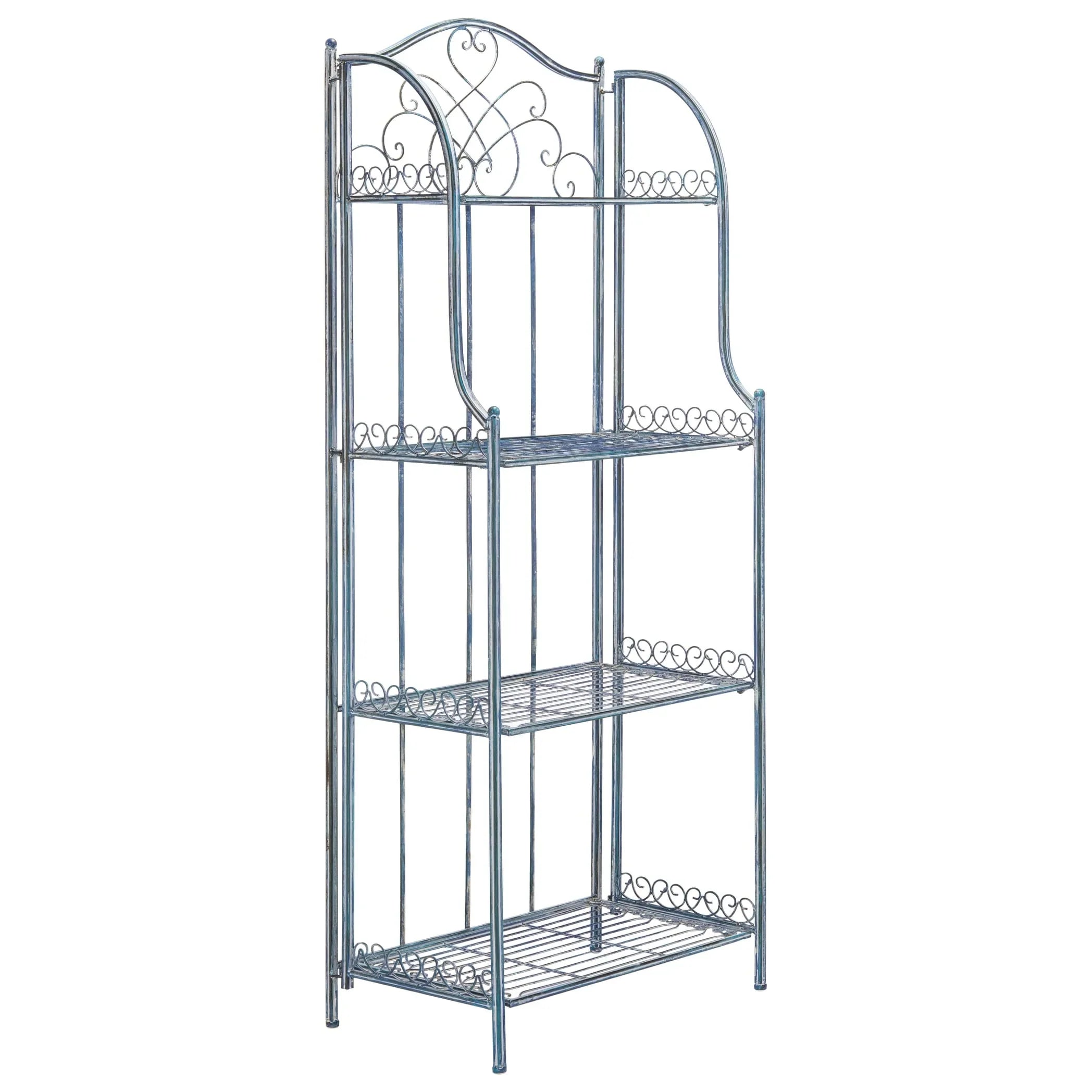 SAFAVIEH Bryn Étagère de boulanger d'extérieur victorienne en fer forgé à 4 niveaux - 63,5 cm l x 38,1 cm P x 160 cm H - 25L x 15P x 63H