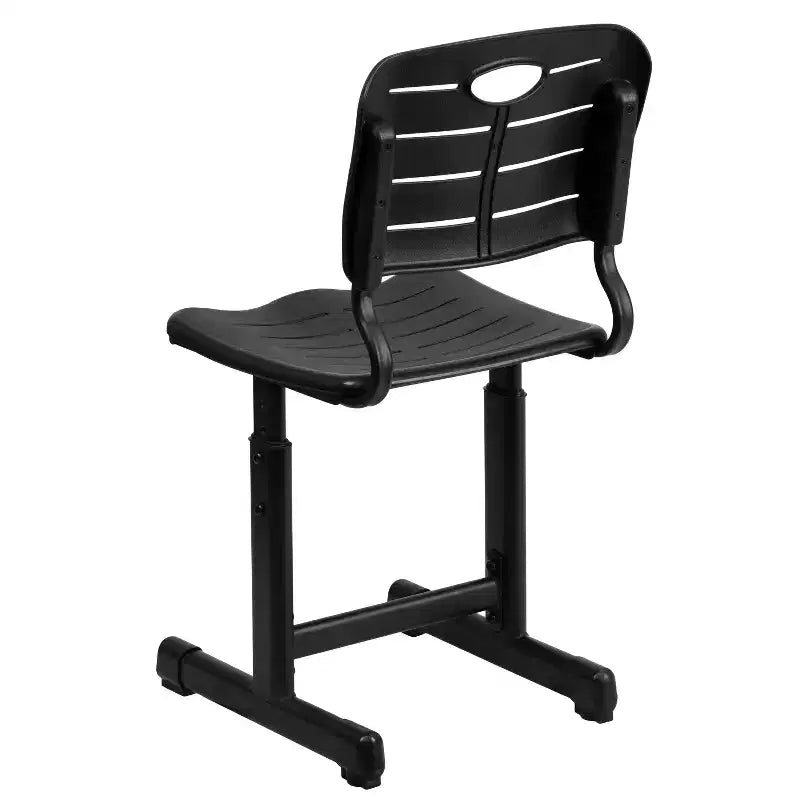 Chaise d'élève noire réglable en hauteur Flash Furniture Nila avec piétement piédestal noir pour l'école, la salle de classe, l'apprentissage à distance