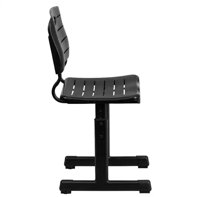 Chaise d'élève noire réglable en hauteur Flash Furniture Nila avec piétement piédestal noir pour l'école, la salle de classe, l'apprentissage à distance