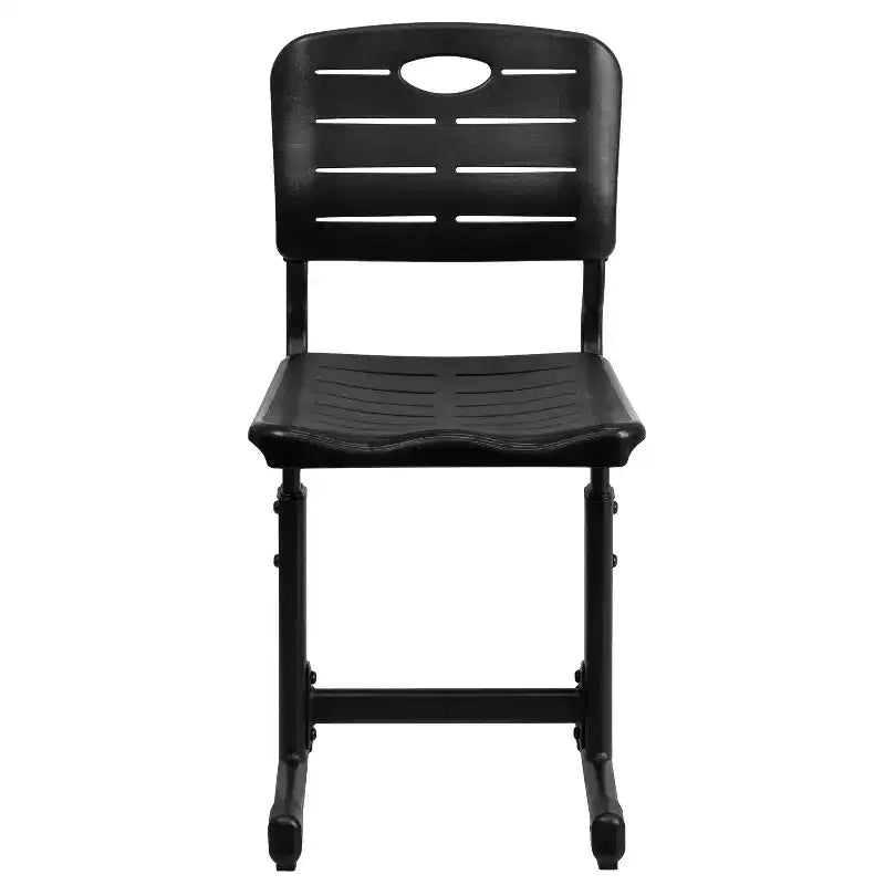 Chaise d'élève noire réglable en hauteur Flash Furniture Nila avec piétement piédestal noir pour l'école, la salle de classe, l'apprentissage à distance