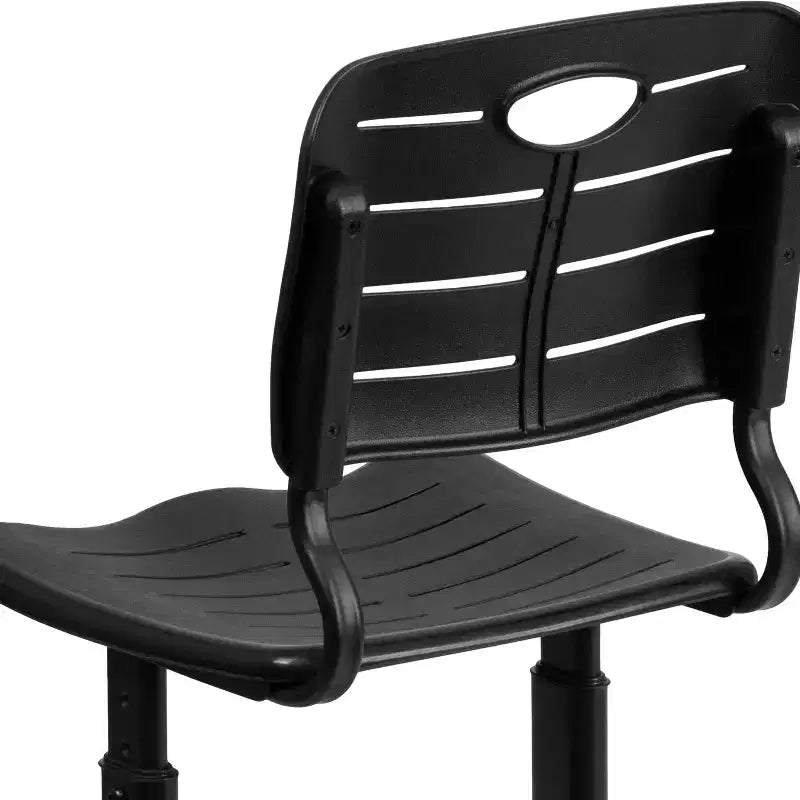 Chaise d'élève noire réglable en hauteur Flash Furniture Nila avec piétement piédestal noir pour l'école, la salle de classe, l'apprentissage à distance