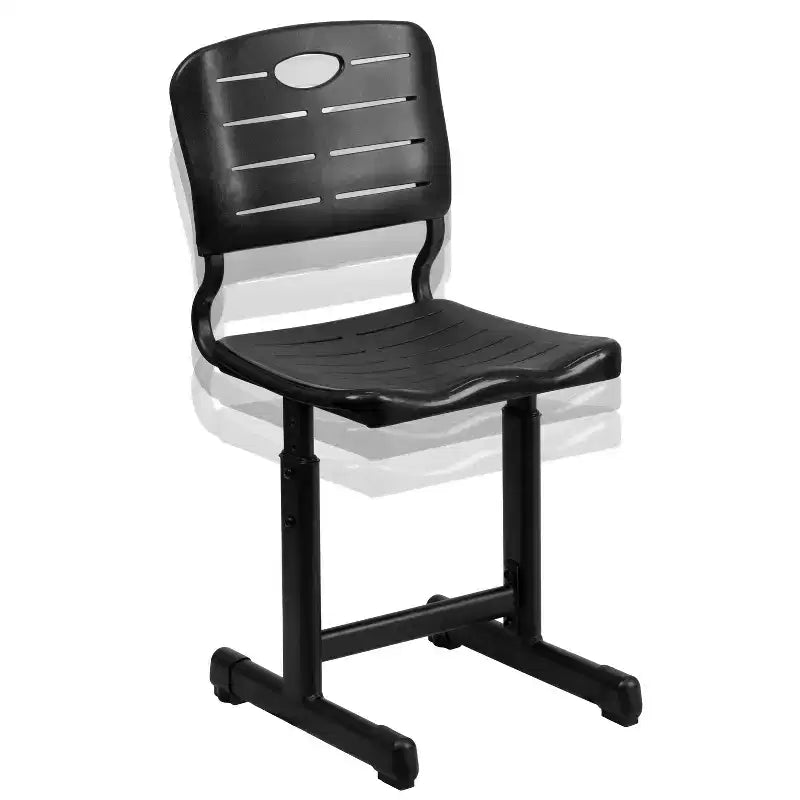 Chaise d'élève noire réglable en hauteur Flash Furniture Nila avec piétement piédestal noir pour l'école, la salle de classe, l'apprentissage à distance