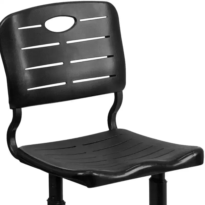 Chaise d'élève noire réglable en hauteur Flash Furniture Nila avec piétement piédestal noir pour l'école, la salle de classe, l'apprentissage à distance